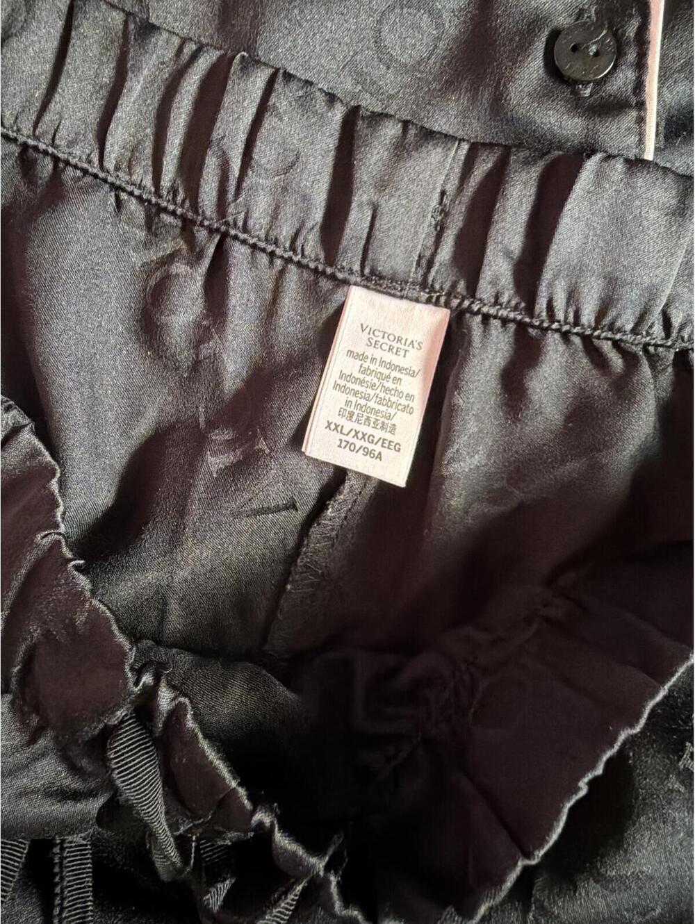 Victorias Secret Satin Black Pajama Set Size XL Top 2X bottom - Picture 4 of 4